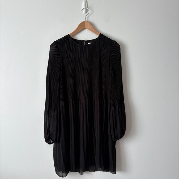Aritzia Wilfred Daydreamer Mini Dress Pleated Black Size Small - Picture 4 of 7
